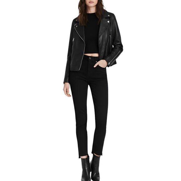 Rag & Bone Nina High-Rise Slim Cigarette Jeans Black Frayed Hem 24W NWT - Picture 1 of 13